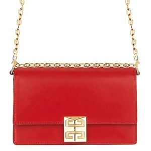 Givenchy Small 4G Chain Leather Crossbody Bag  - Red